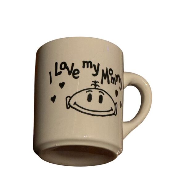 I Love My Mommy Milk Glass Coffee Mug Cup Mothers Day VTG Collectible Retro - Picture 3 of 6